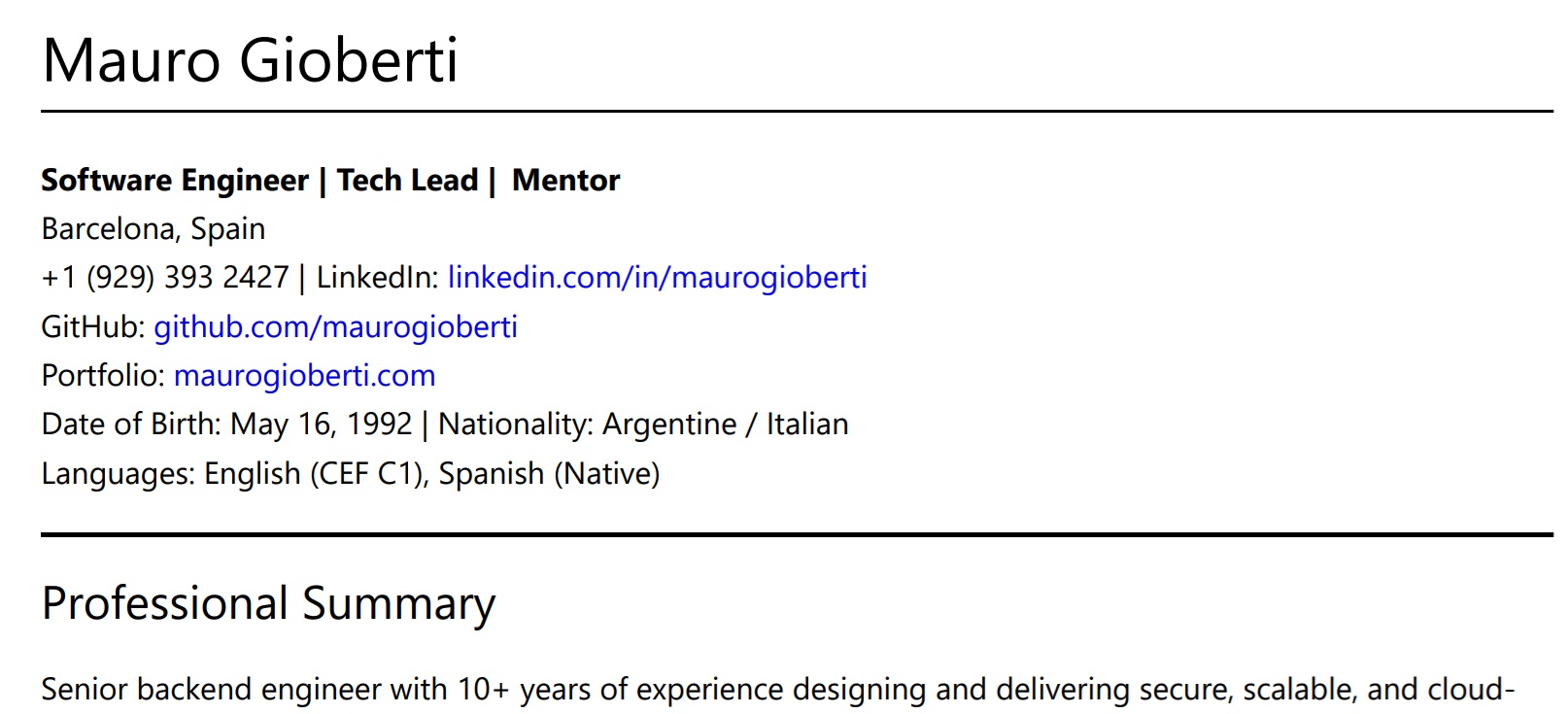 ATS optimized resume with clean structure