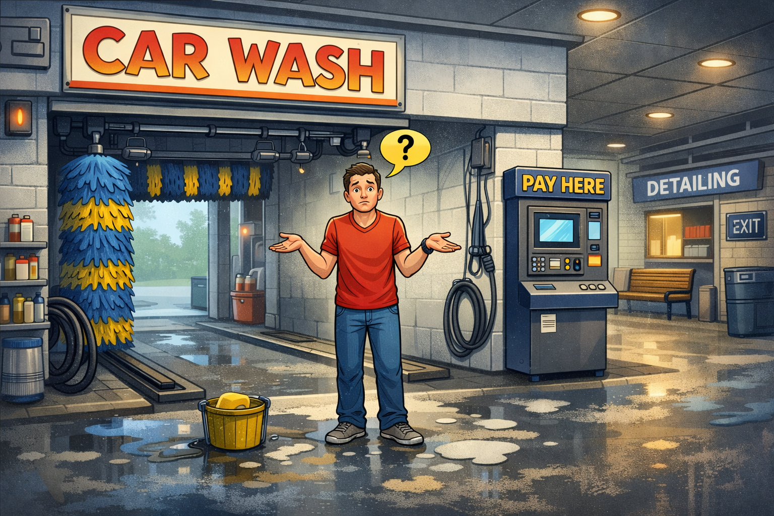 Car wash without a car illustration